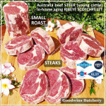 Beef Ribeye AUSTRALIA PR STEER (prime young cattle) frozen aged by producer brand AMH steak cuts 3/8" 1cm price/pack 600g 4pcs (Scotch-Fillet / Cube-Roll)